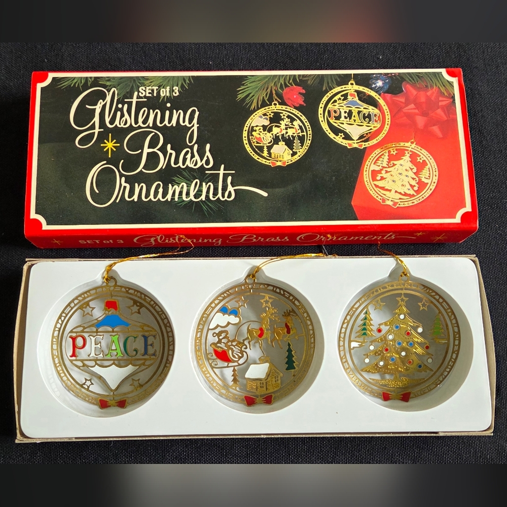 Glistening Brass Ornaments Set
